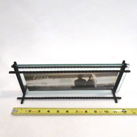 NEW PANORAMIC PHOTO FRAME TWISTED BLACK METAL & GLASS DECORATIVE PHOTO FRAME - Picture 7 of 13
